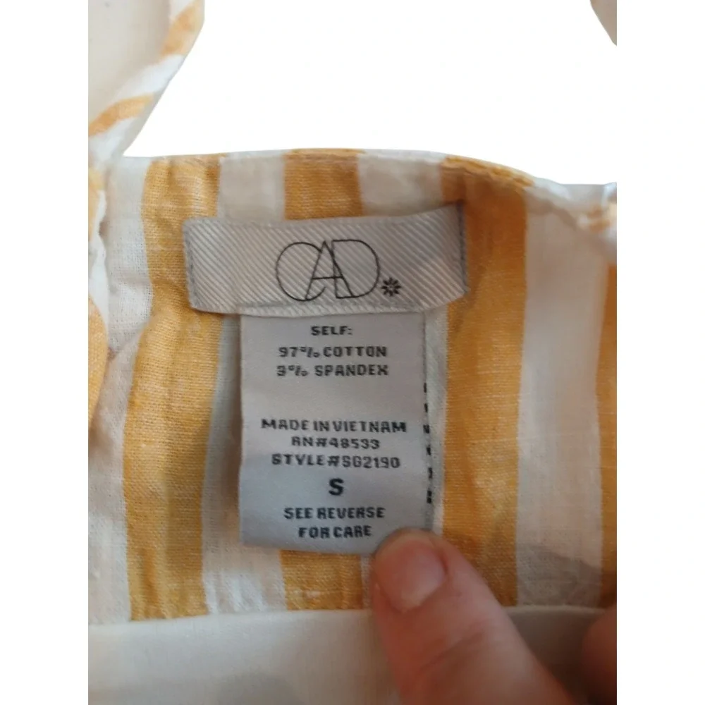 CAD Babydoll Yellow White Stripe Tie Front Cutout Sundress Small Bow Kawaii
